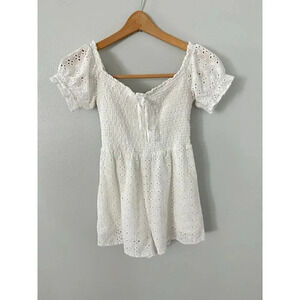American Threads Eyelet Wrapped Romper Size Small White